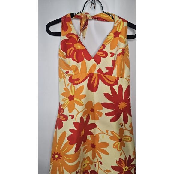 VTG Y2K Old Navy Reversible Halter Dress XS/S Floral Hawaiian Stripe Sleeveless - Picture 2 of 8
